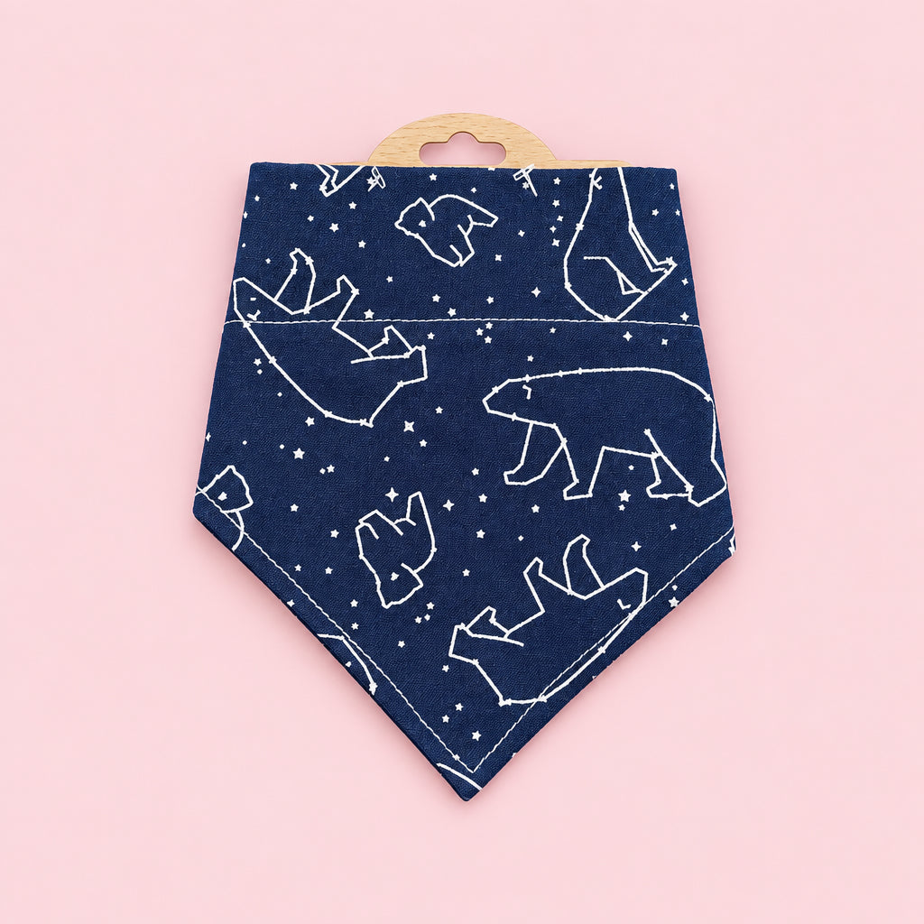 Navy Blue Christmas Dog Bandana | Silver Polar Bear Dog Bandana | Festive Dog Collar Bandana | Slip On Dog Bandana | Christmas Pet Gift