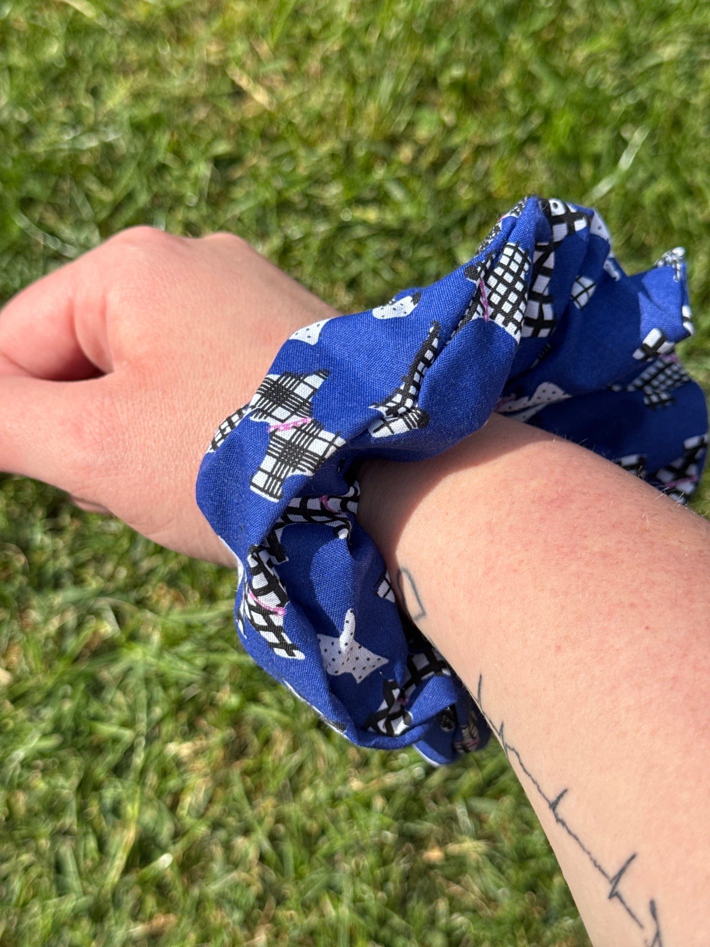 Navy Blue Highland Terrier & Westie Scrunchie
