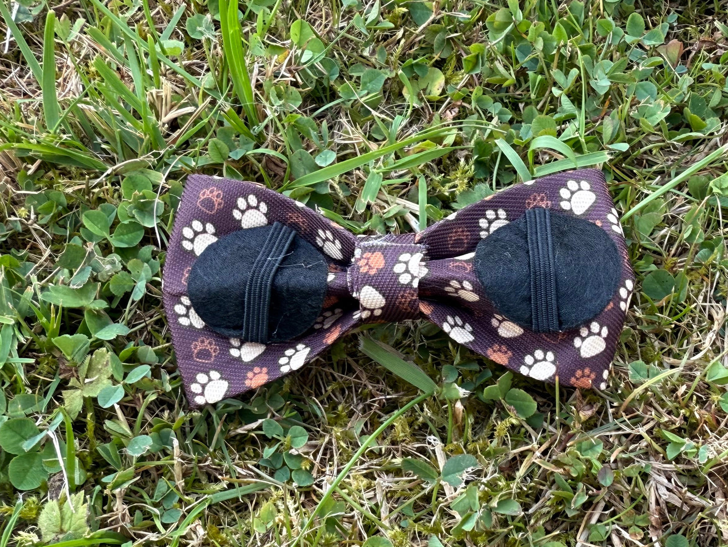 Bow Ties with white spots on a grassy background