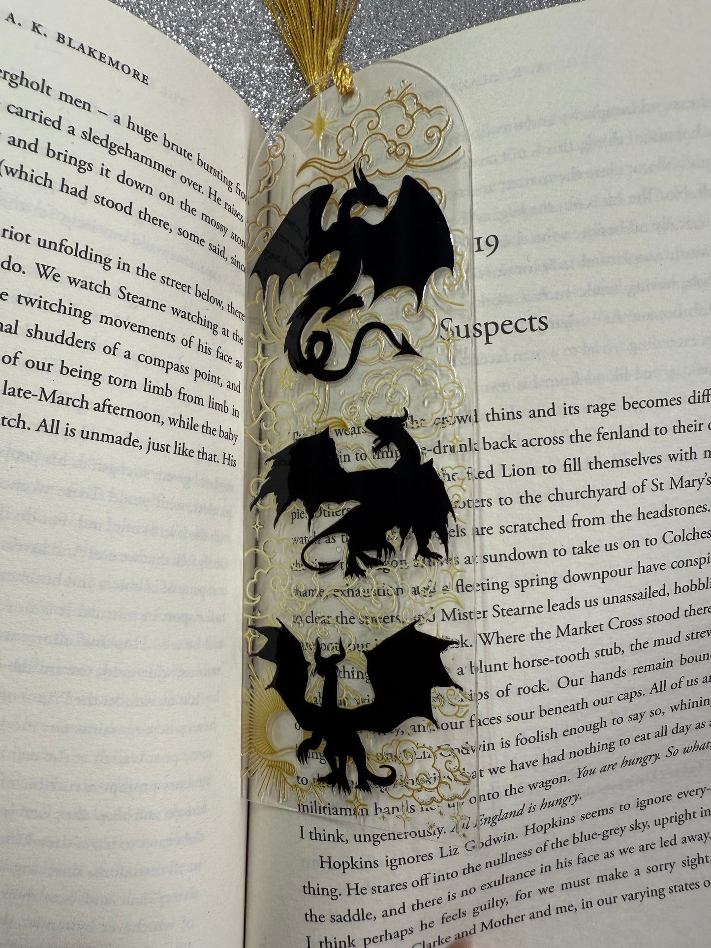 Black Dragon Fourth Wing Bookmark - 3 Dragons