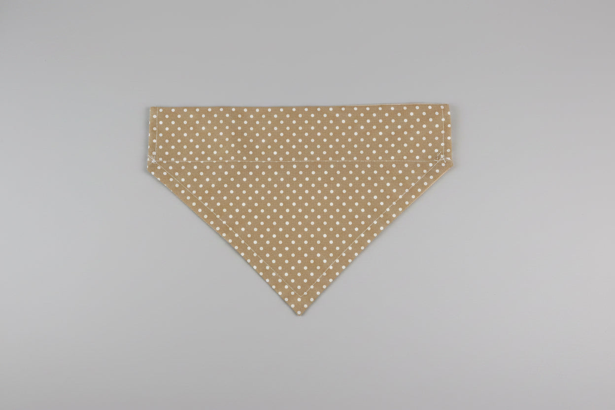 Brown Polka Dot Dog Bandana | Slide-Through Collar | Matching Scrunchie Available