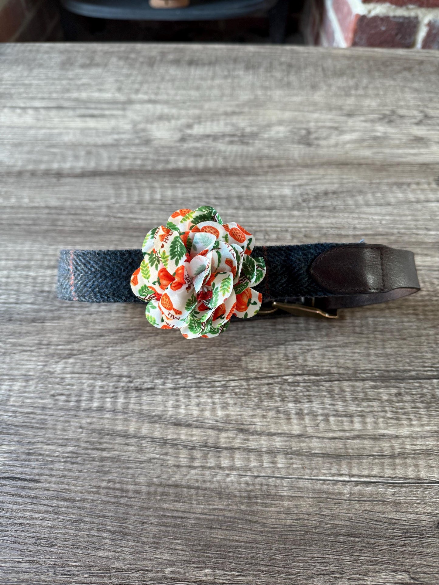 Autumn Dog Collar Flower | Limited Edition Pet Accessory | Autumnal Fabric Flower for Dog Collars | Handmade Seasonal Pet Decoration UK