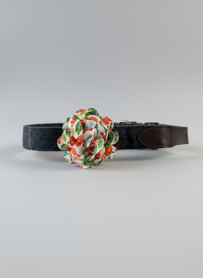 Autumn Dog Collar Flower | Limited Edition Pet Accessory | Autumnal Fabric Flower for Dog Collars | Handmade Seasonal Pet Decoration UK