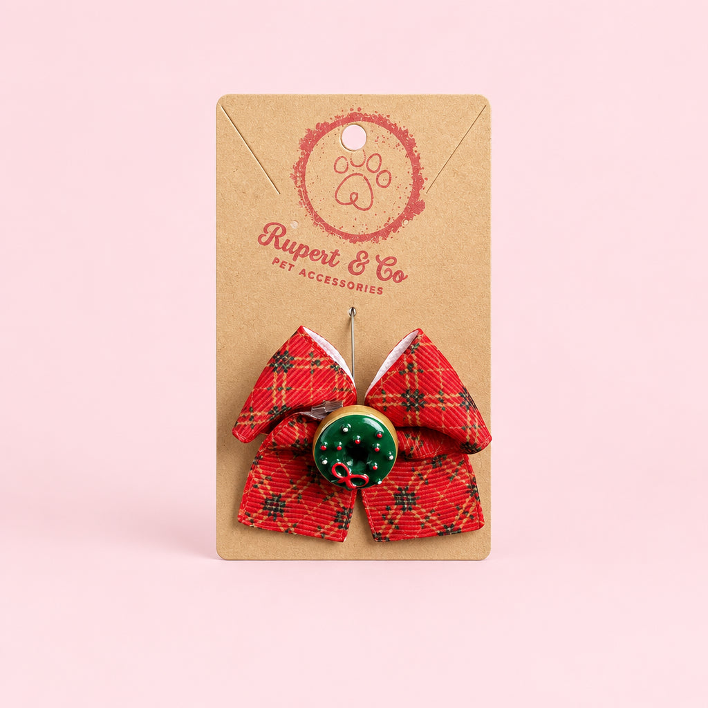 Christmas Dog Hair Bow | FFestive Dog Hairband selection  | Small Dog Collar Bow | Christmas Dog Accessory | Dog Hair Bow with Elastic | Festive Pet Gift