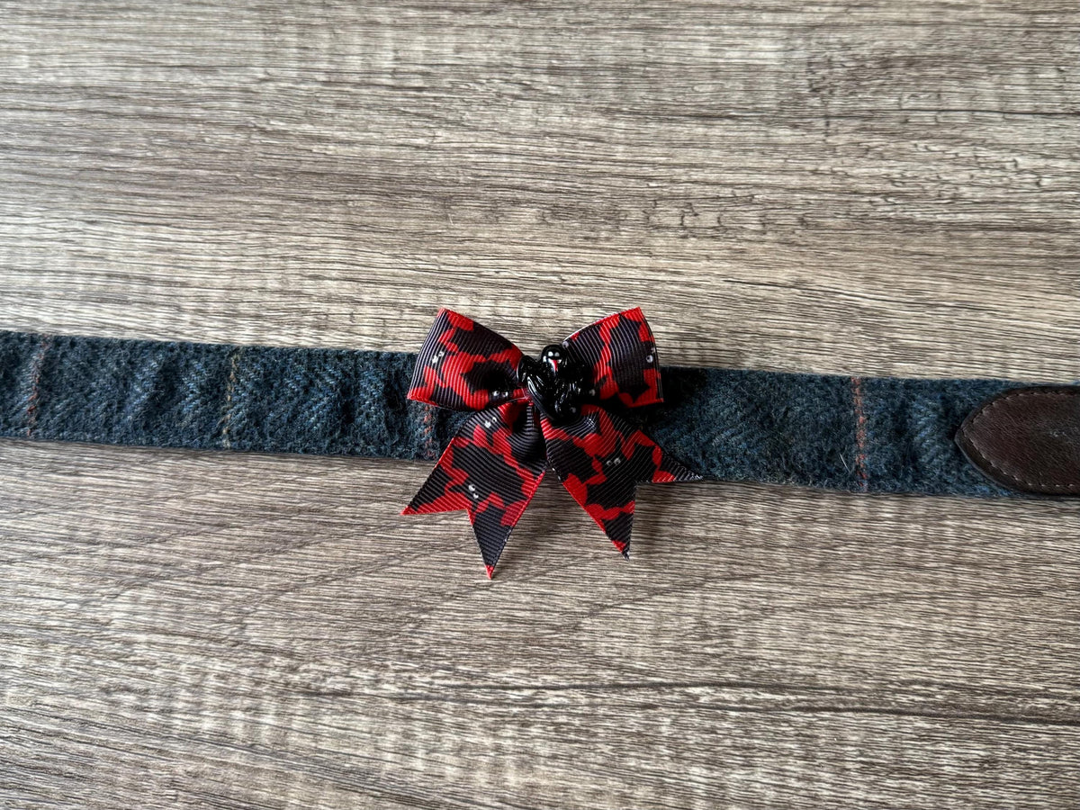Halloween Dog Collar Bow | Limited Edition Pet Accessory | Ribbon Bow with Spooky Centerpiece | Festive Dog Collar Add-On |  Pet Costume