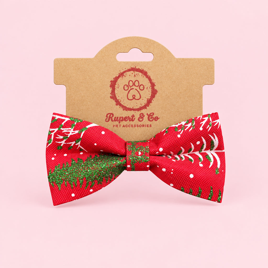 Sparkly Christmas Dog Bow Tie | Festive Dog Collar Bow | Christmas Dog Accessory | Slip On Dog Bow Tie | Handmade Pet Gift | One Size