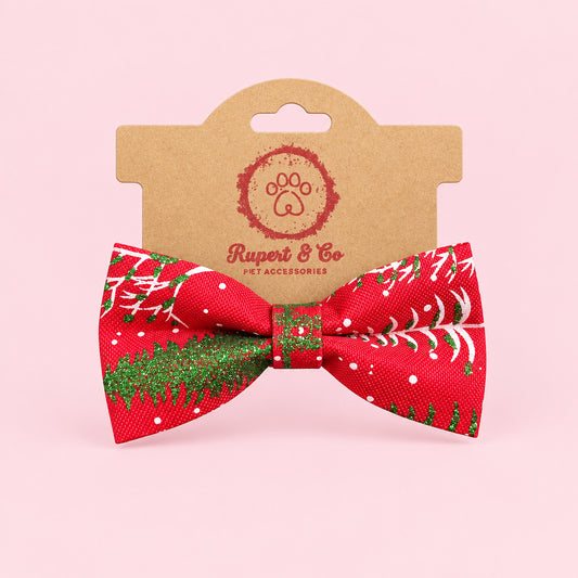 Sparkly Christmas Dog Bow Tie | Festive Dog Collar Bow | Christmas Dog Accessory | Slip On Dog Bow Tie | Handmade Pet Gift | One Size