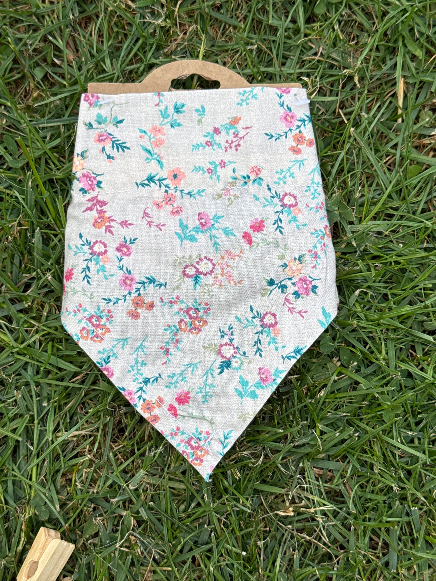 Beige Girly flower Dog bandana