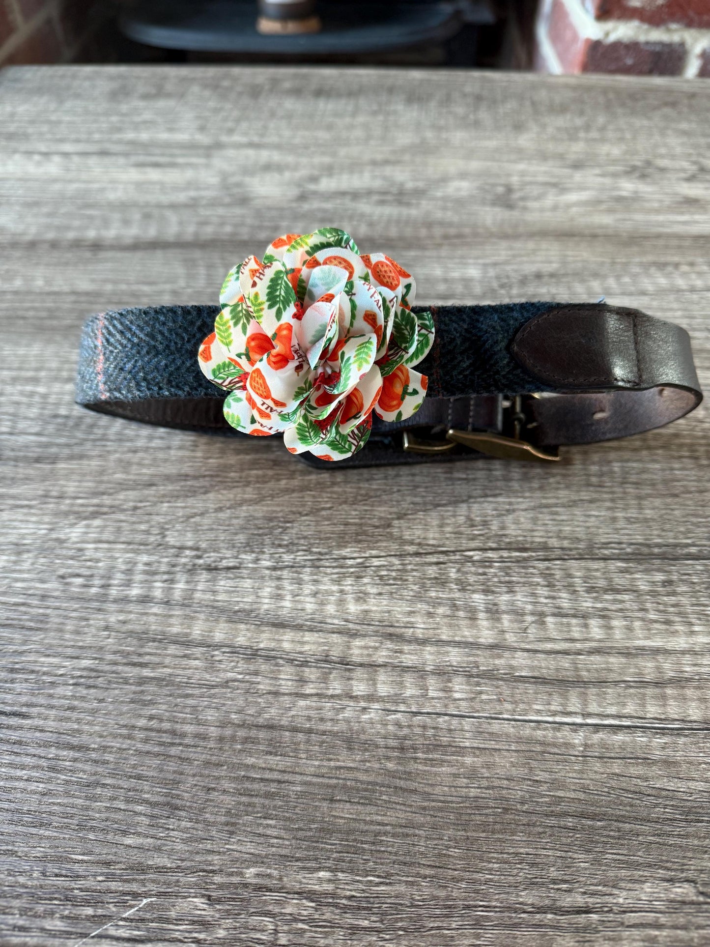 Autumn Dog Collar Flower | Limited Edition Pet Accessory | Autumnal Fabric Flower for Dog Collars | Handmade Seasonal Pet Decoration UK