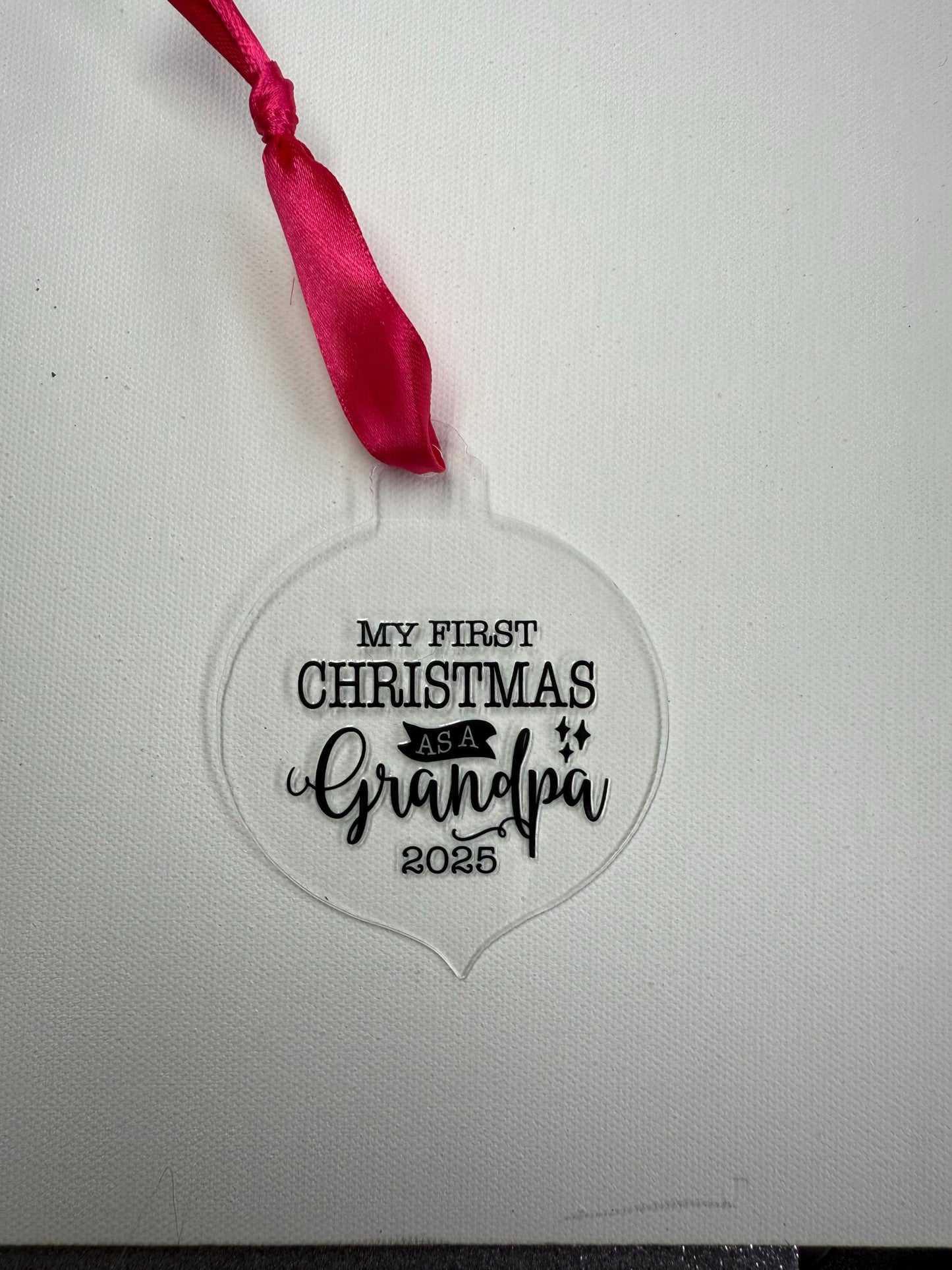 First Christmas as a Grandpa Tree Decoration – First Christmas Grandad– Grandparent Gift – Personalised 2025 Keepsake