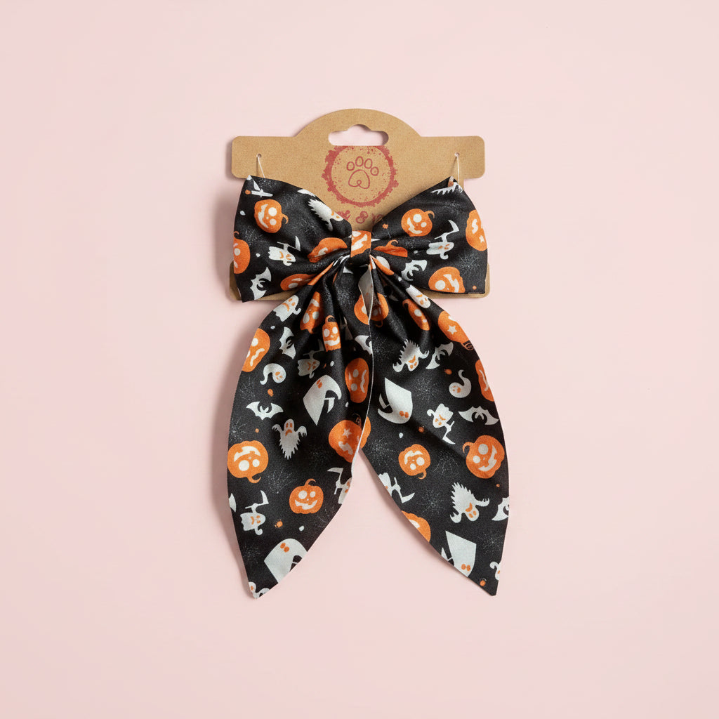 Spooky Halloween Dog Collar bow | Limited Edition Fabric Pet Accessory | Handmade Collar Decoration for Dogs