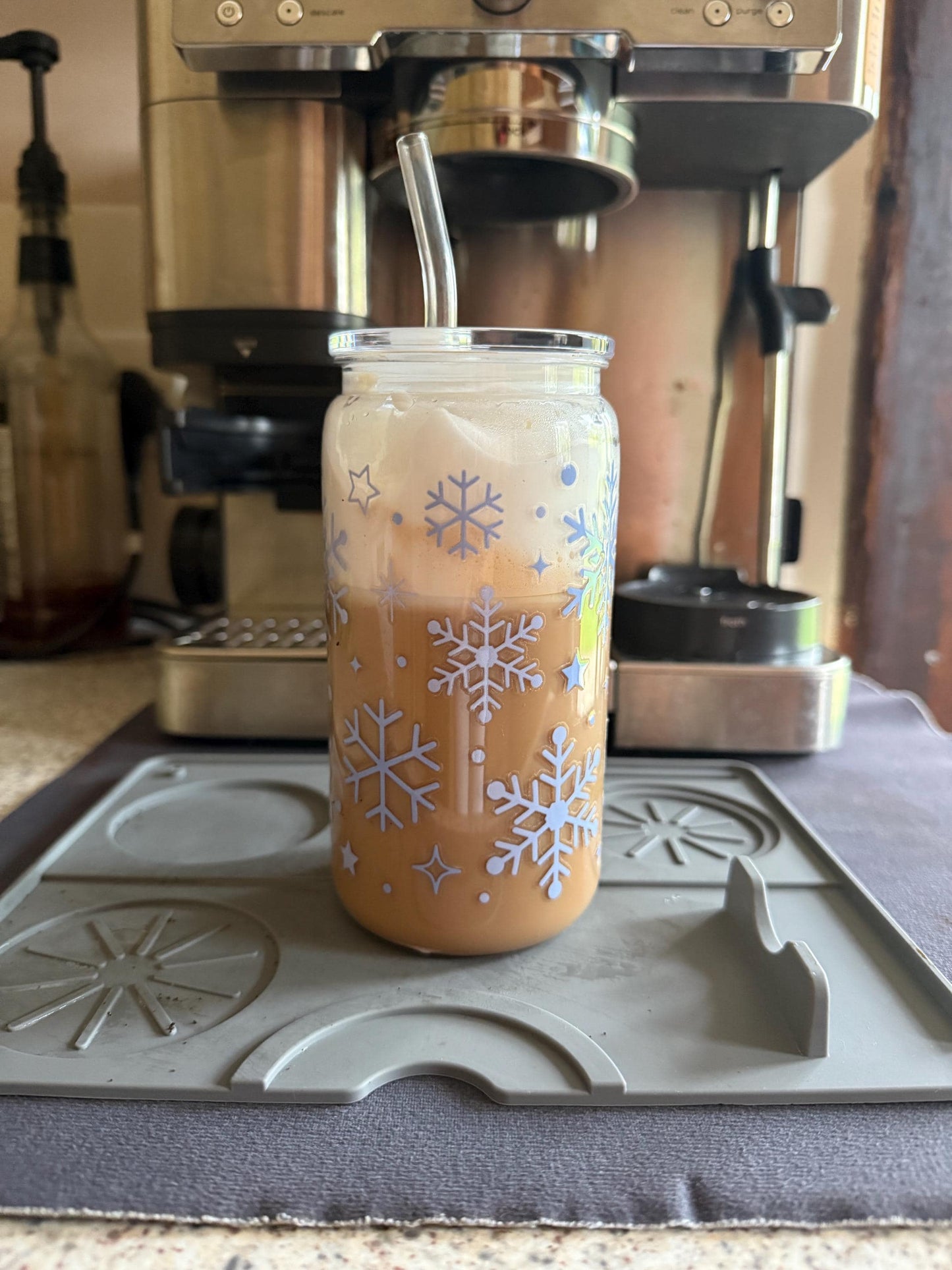 Christmas snowflake tumbler iced Coffee Cup with Lid & Straw