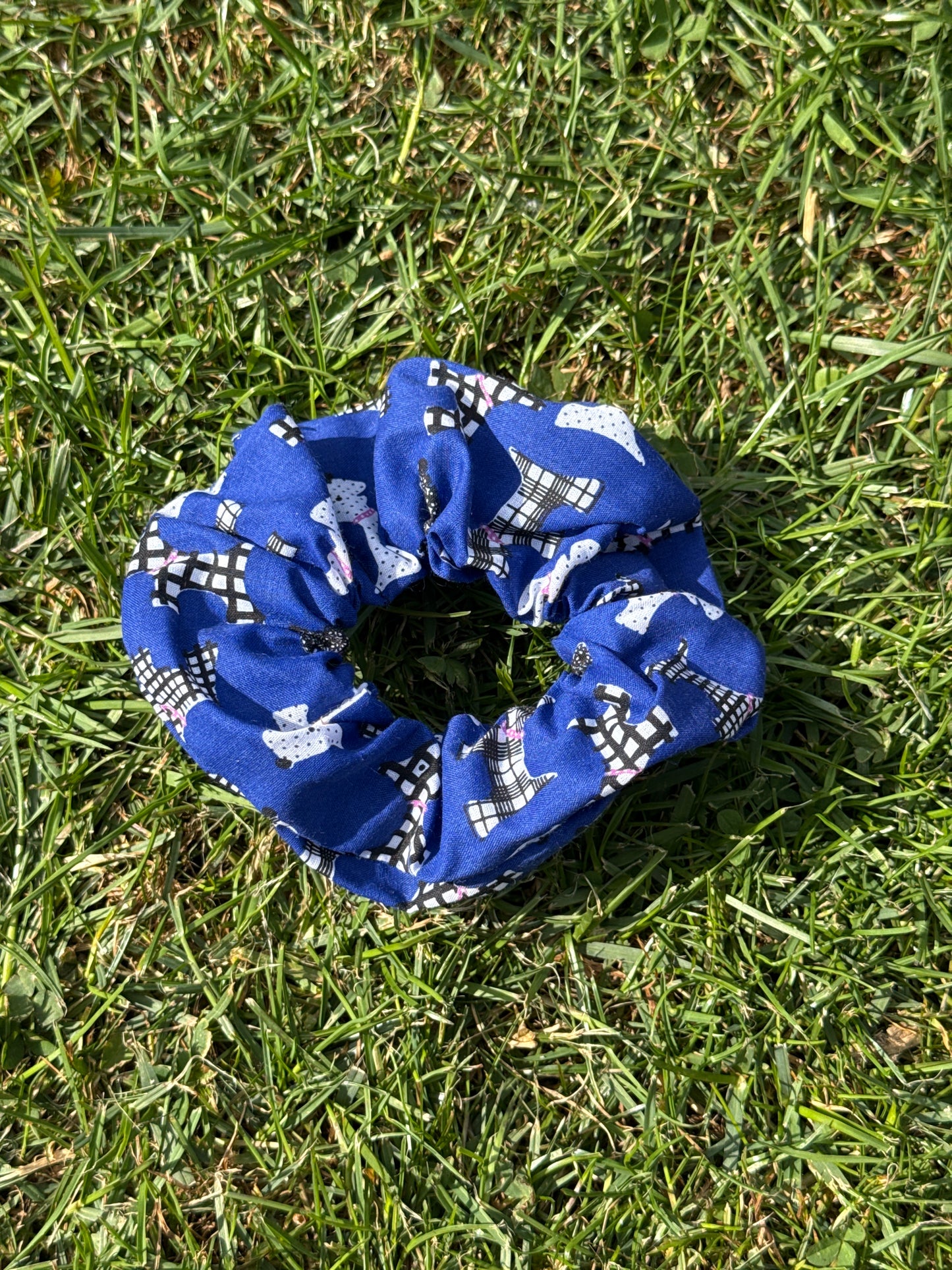Navy Blue Highland Terrier &amp; Westie Scrunchie