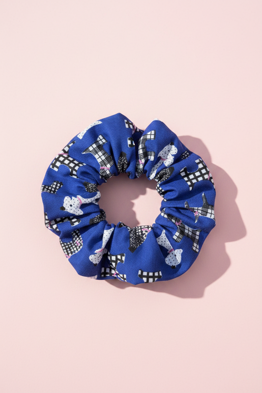 Navy Blue Highland Terrier &amp; Westie Scrunchie