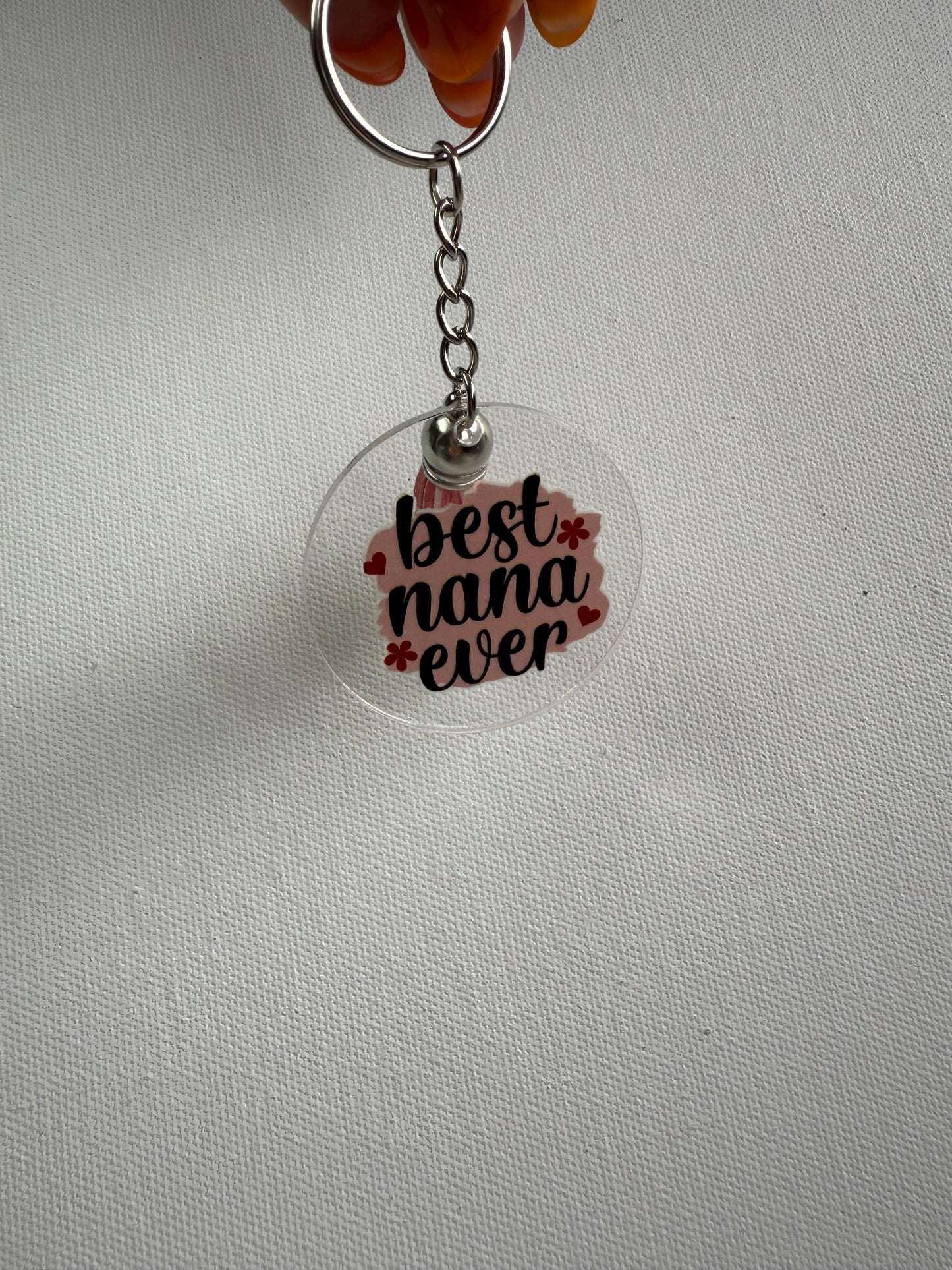 Best Nana Acrylic Keyring – Gift for Nana UK – Personalised Keychain – Heart Keyring for Grandma – Birthday or Mother’s Day Gift