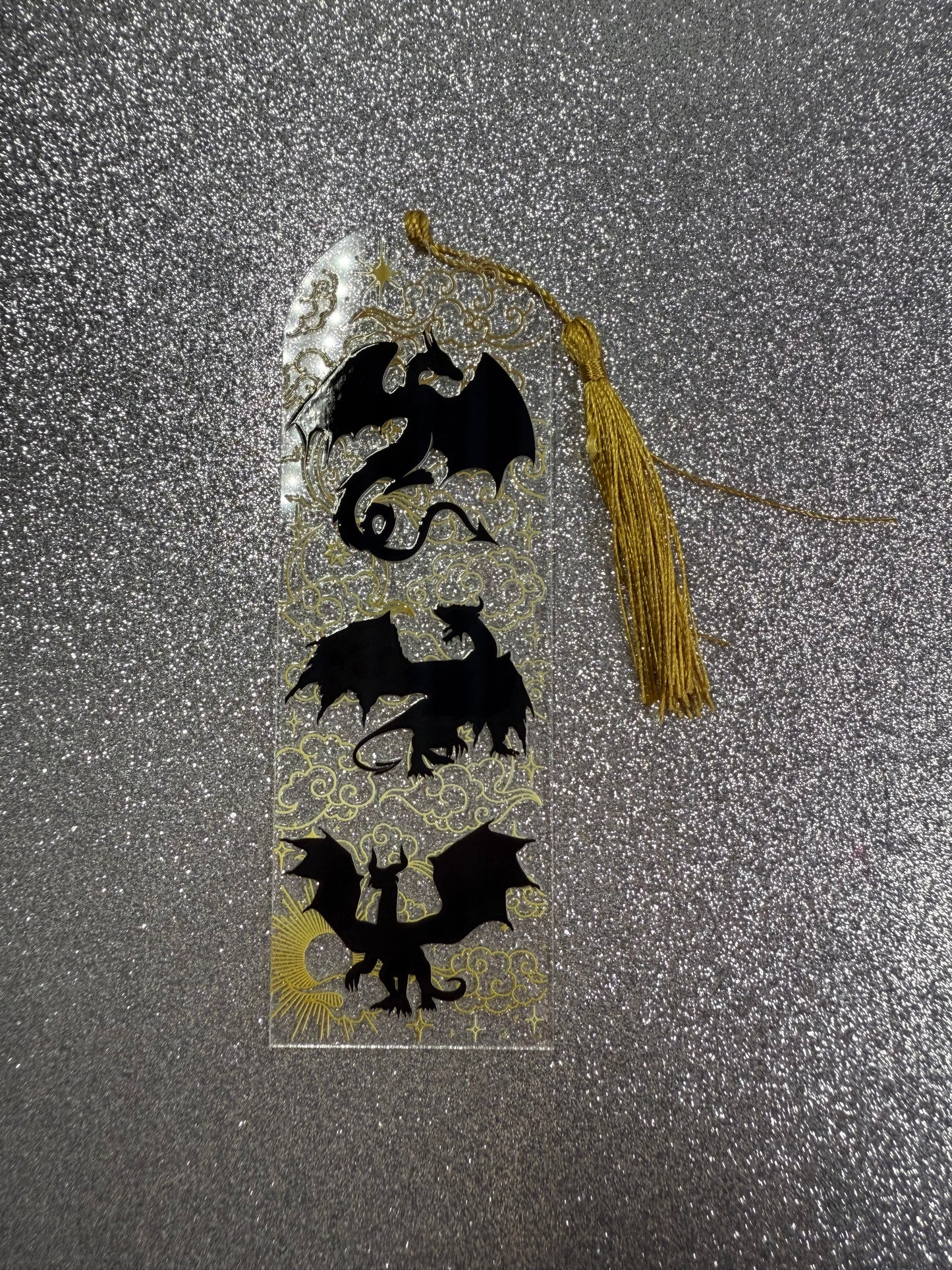 Black Dragon Fourth Wing Bookmark - 3 Dragons