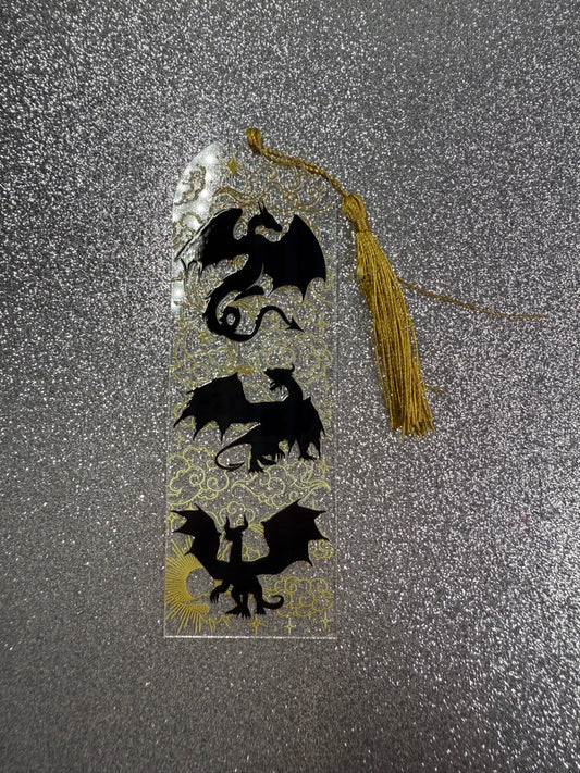 Black Dragon Fourth Wing Bookmark - 3 Dragons