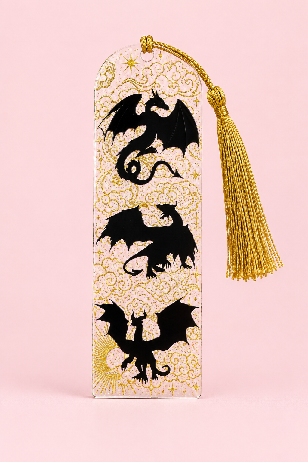 Black Dragon Fourth Wing Bookmark - 3 Dragons