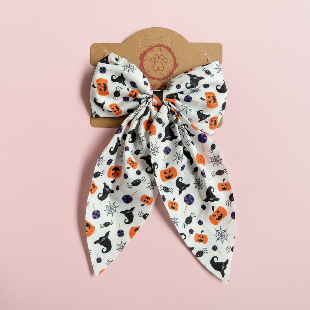 Spooky Halloween Dog Collar bow | Limited Edition Fabric Pet Accessory | Handmade Collar Decoration for Dogs