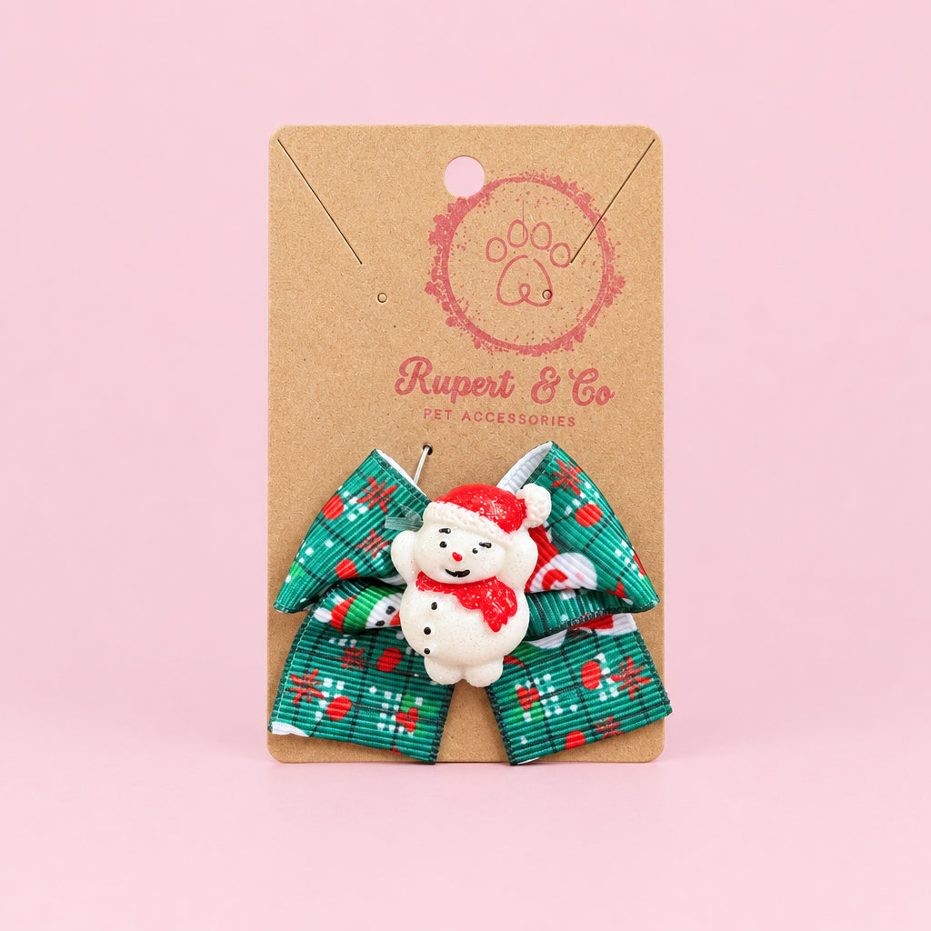 Christmas Dog Hair Bow – Small Elastic Collar & Hair Accessory