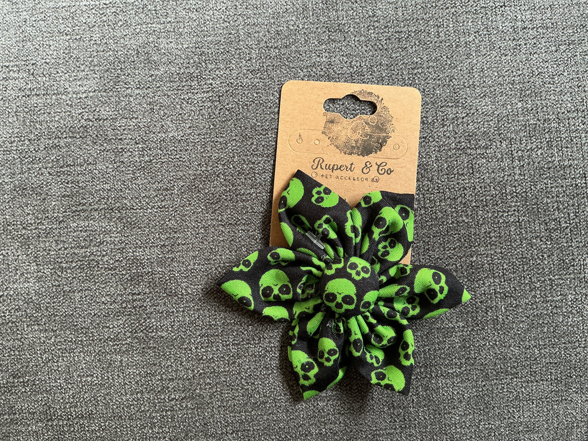 Spooky Halloween Dog Collar Flower | Limited Edition Fabric Pet Accessory | Handmade Collar Decoration for Dogs