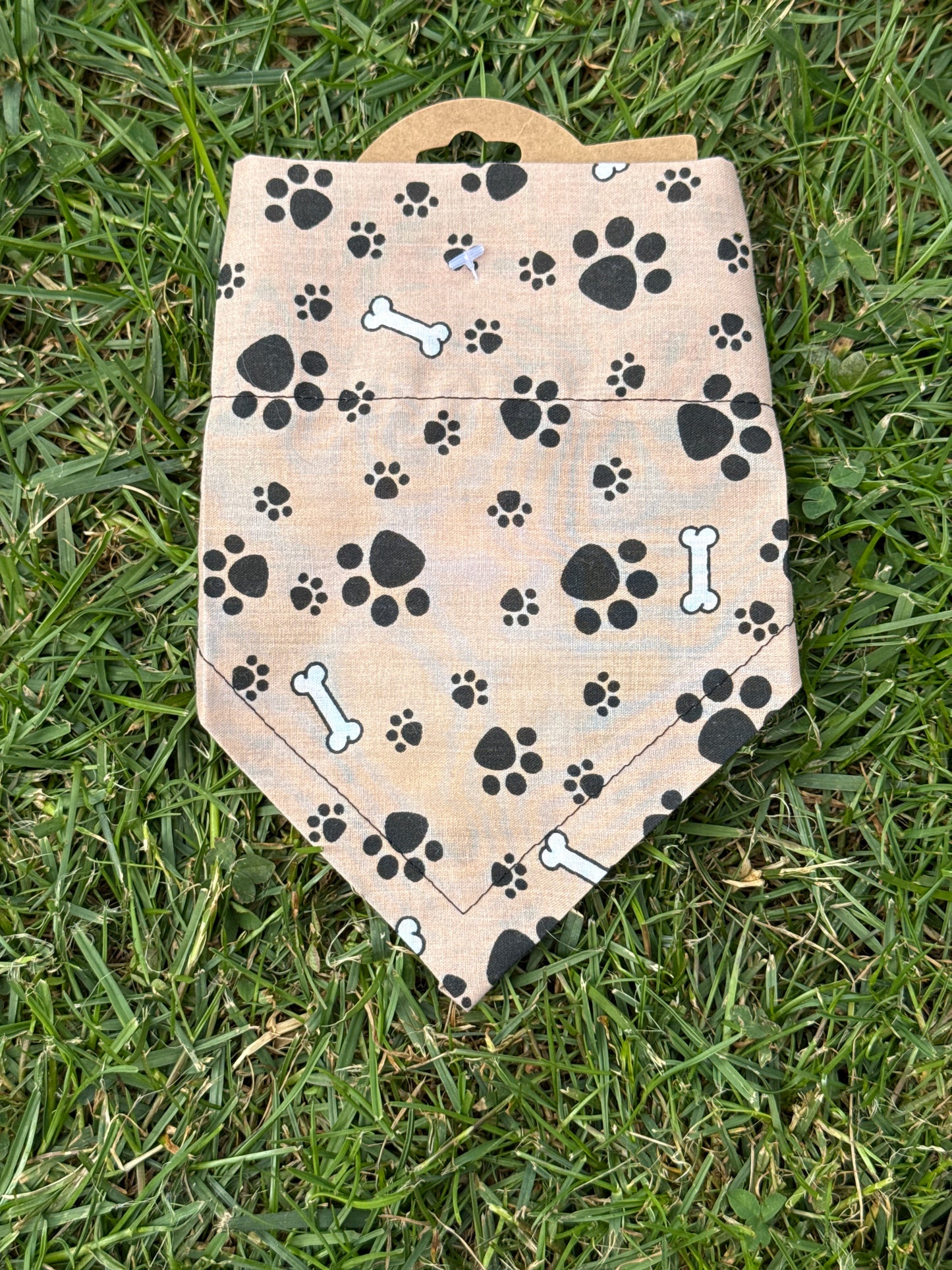 Beige Paw print Dog bandana