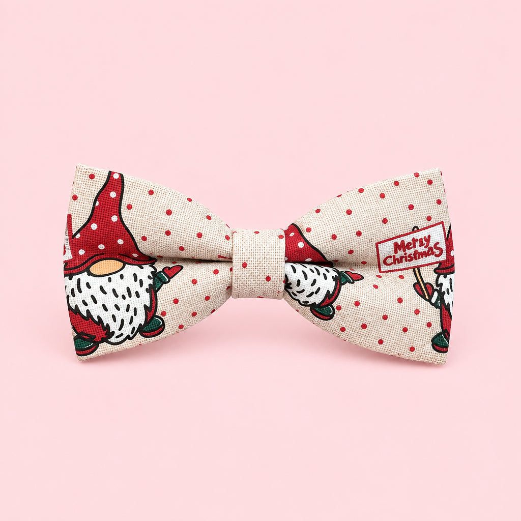 Hessian Christmas Dog Bow Tie | Santa Snowman Christmas Tree Dog Collar Bow | Festive Dog Accessory | Slip On Dog Bow Tie | One Size
