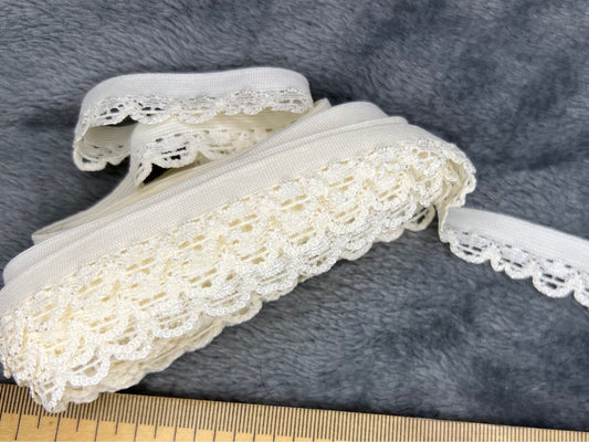 Vintage Ivory Floral Stretch Lace Trim: Sewing & Craft Embellishment