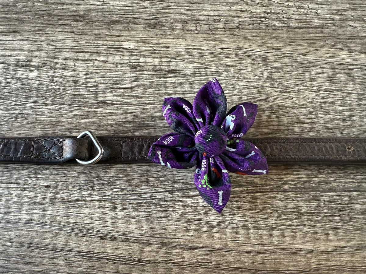 Spooky Halloween Dog Collar Flower | Limited Edition Fabric Pet Accessory | Handmade Collar Decoration for Dogs