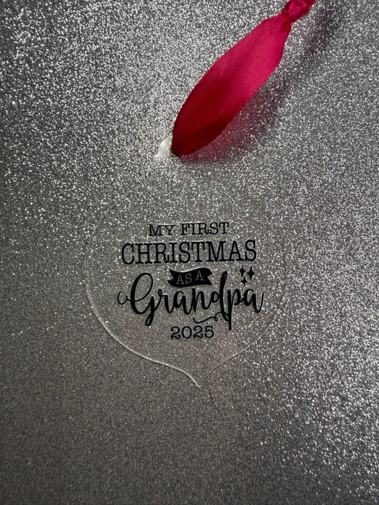 First Christmas as a Grandpa Tree Decoration – First Christmas Grandad– Grandparent Gift – Personalised 2025 Keepsake