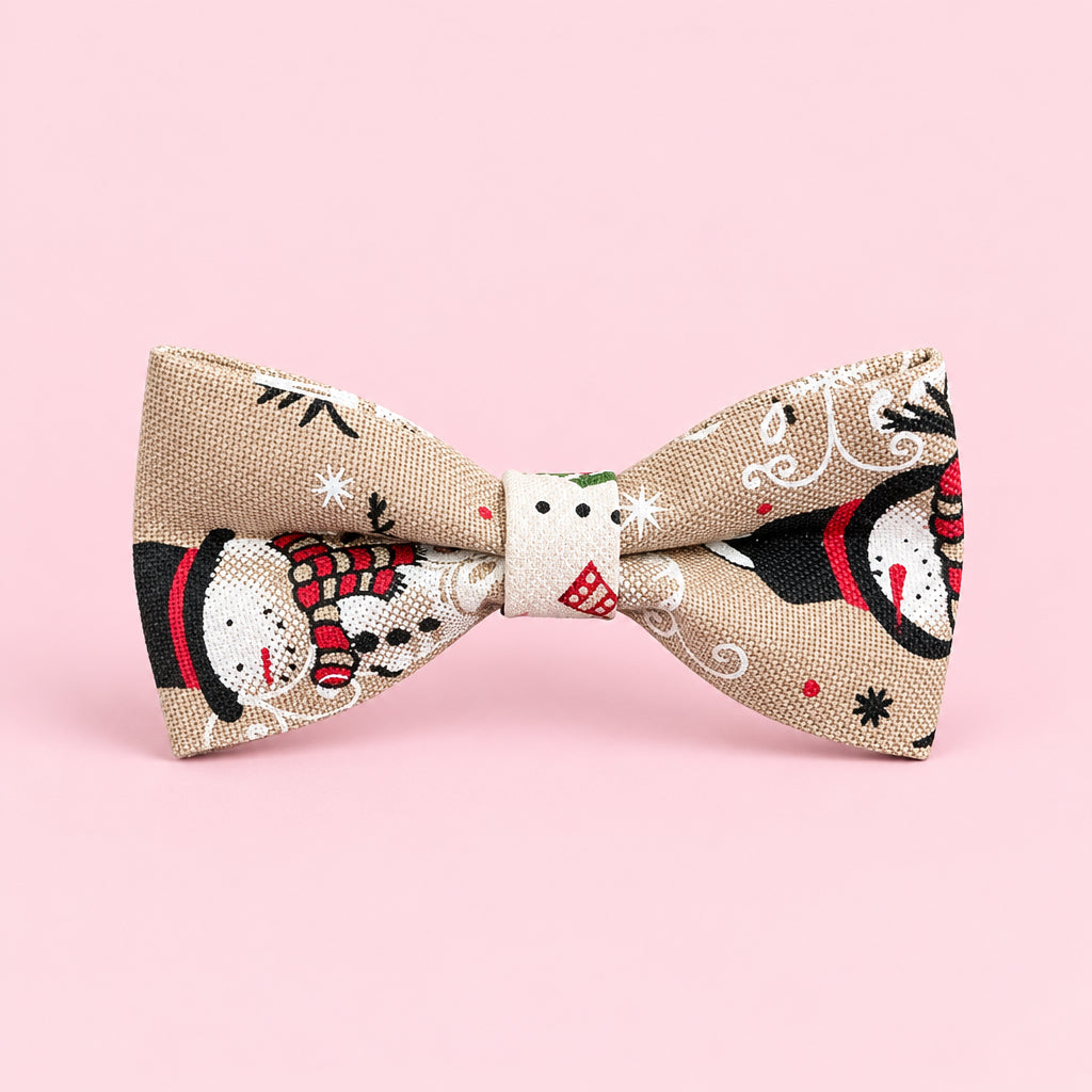 Christmas Dog Bow Tie | Sparkly Festive Dog Collar Bow | Snowman, Reindeer & Christmas Tree Designs | Slip On Dog Bow Tie | One Size