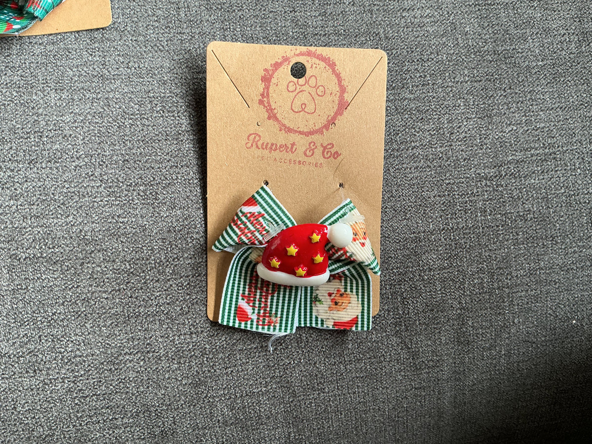Christmas Dog Hair Bow | FFestive Dog Hairband selection  | Small Dog Collar Bow | Christmas Dog Accessory | Dog Hair Bow with Elastic | Festive Pet Gift