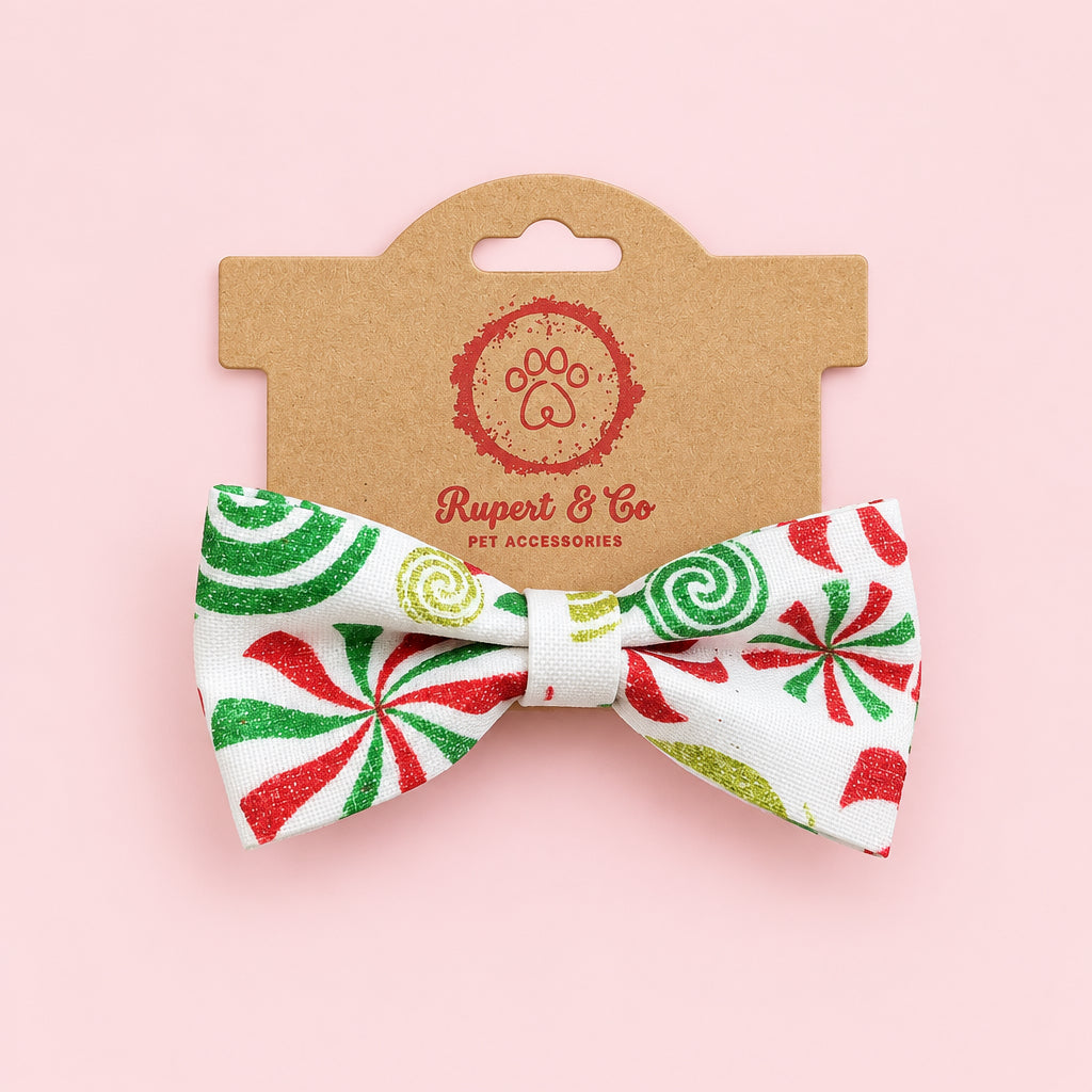 Sparkly Christmas Dog Bow Tie | Festive Dog Collar Bow | Christmas Dog Accessory | Slip On Dog Bow Tie | Handmade Pet Gift | One Size