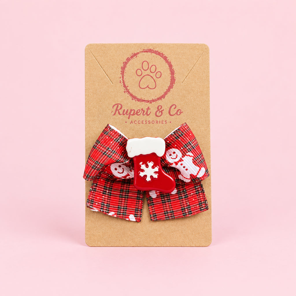 Christmas Dog Hair Bow | FFestive Dog Hairband selection  | Small Dog Collar Bow | Christmas Dog Accessory | Dog Hair Bow with Elastic | Festive Pet Gift