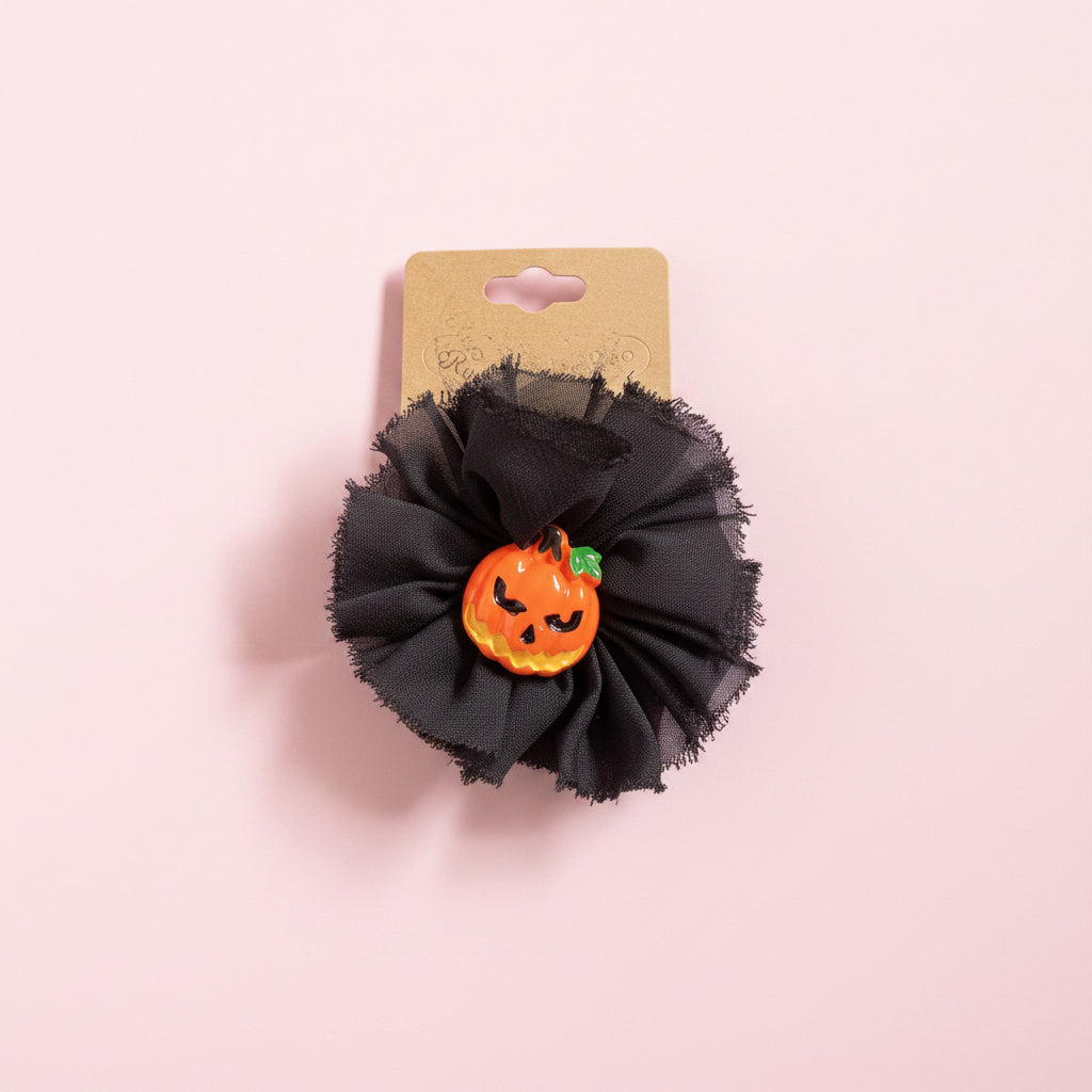 Halloween Dog Collar flower| Limited Edition Pet Accessory | Ribbon Bow with Spooky Centerpiece | Festive Dog Collar Add-On |  Pet Costume