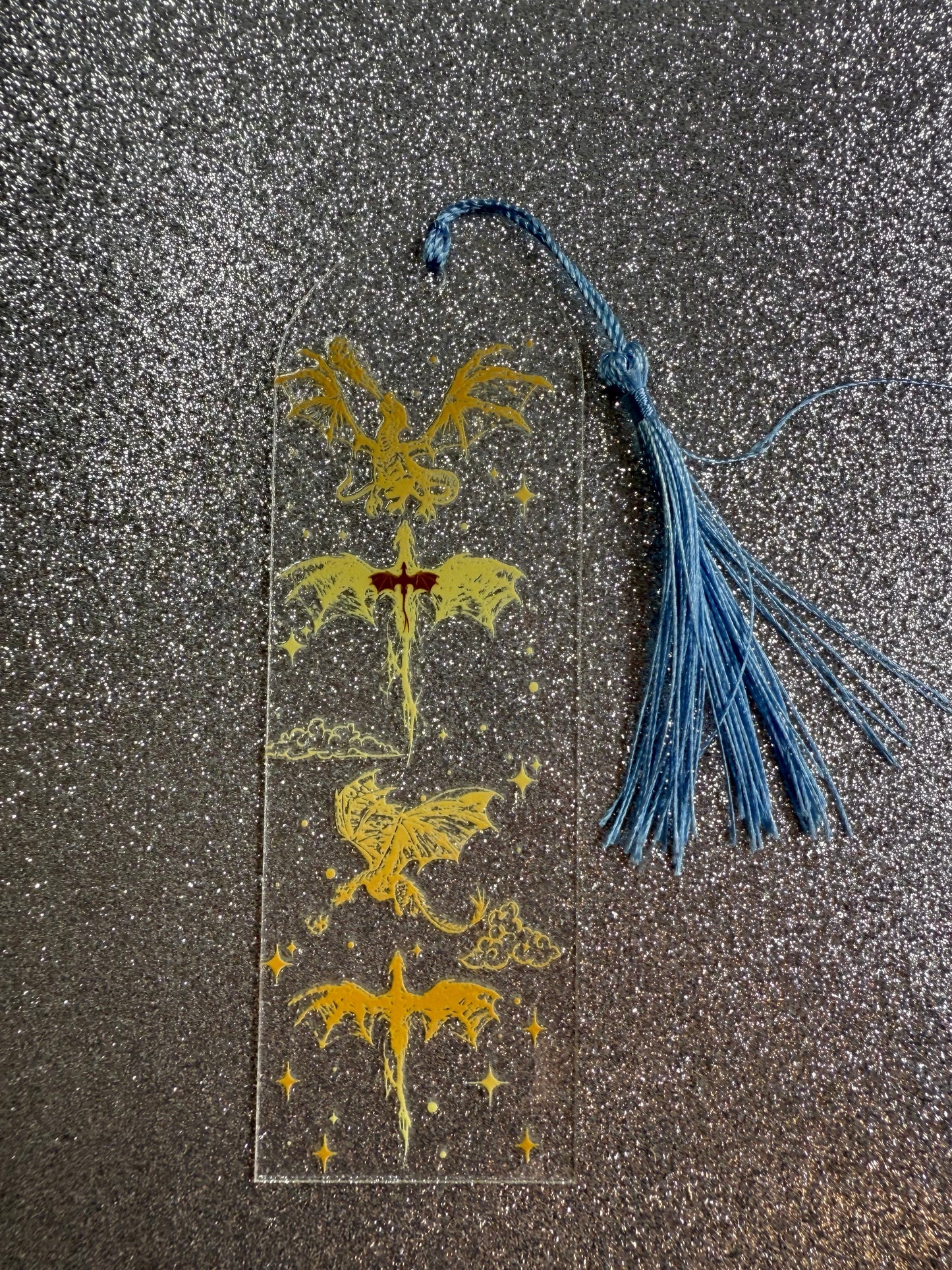 Fourth Wing inspired Bookmark - 4 Golden dragons