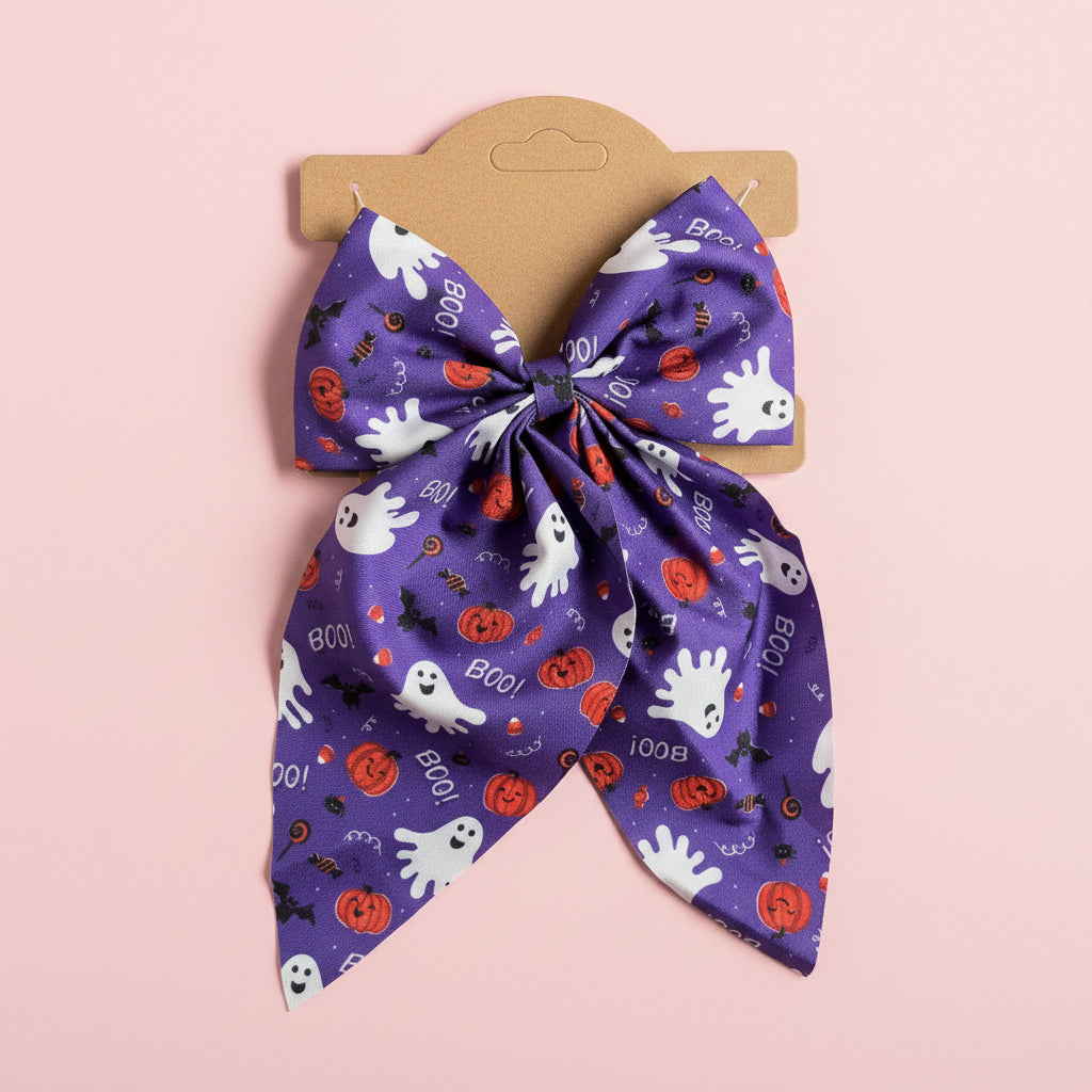 Spooky Halloween Dog Collar bow | Limited Edition Fabric Pet Accessory | Handmade Collar Decoration for Dogs