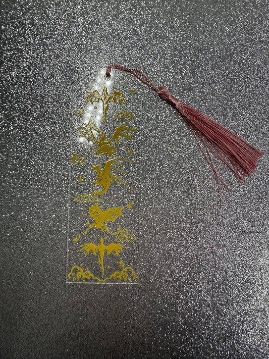 Fourth Wing inspired Bookmark - golden dragons