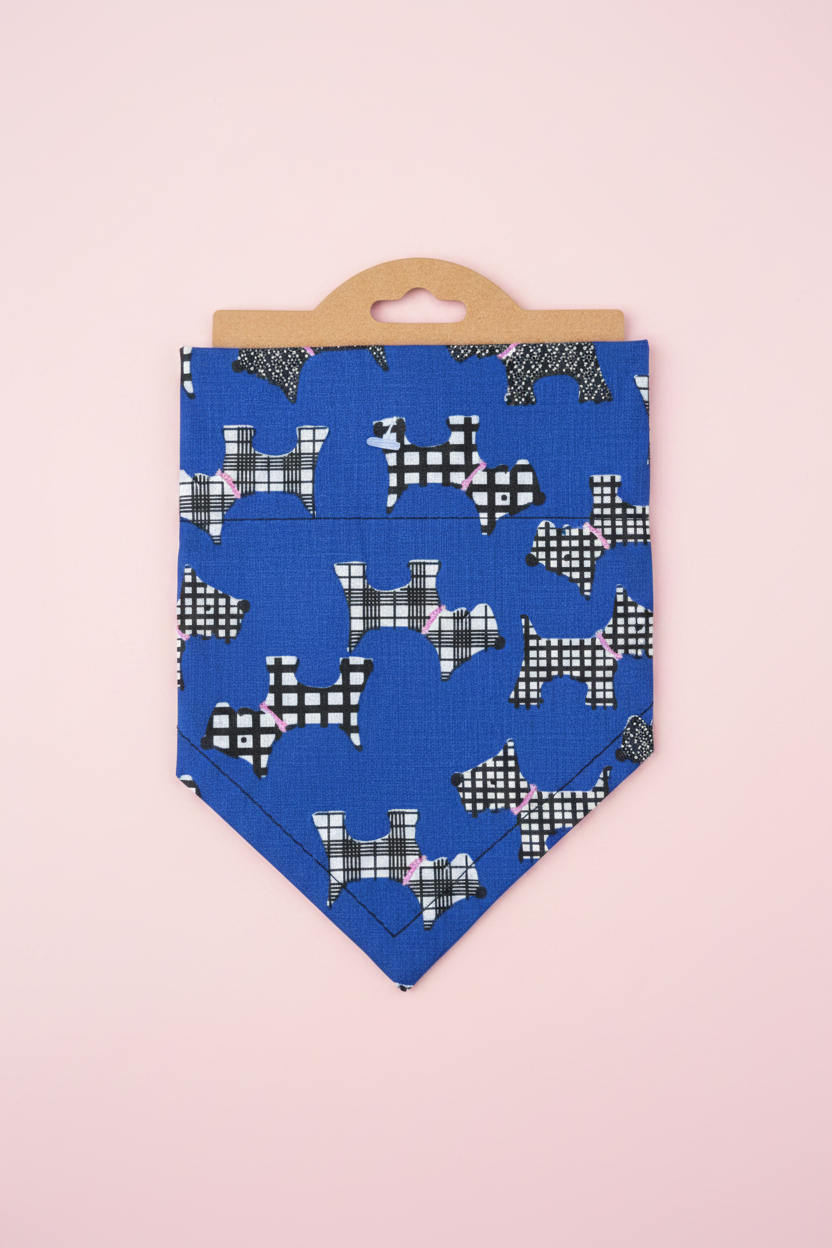 Blue Scotty Dog print Dog bandana