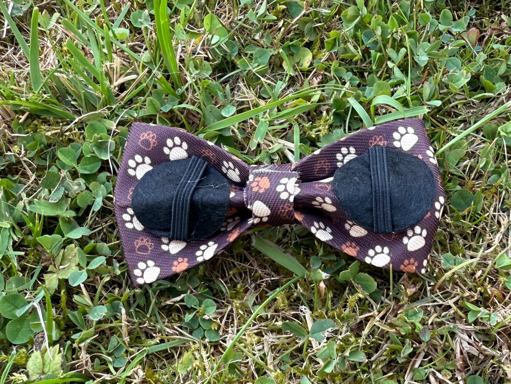 Bow Ties with white spots on a grassy background