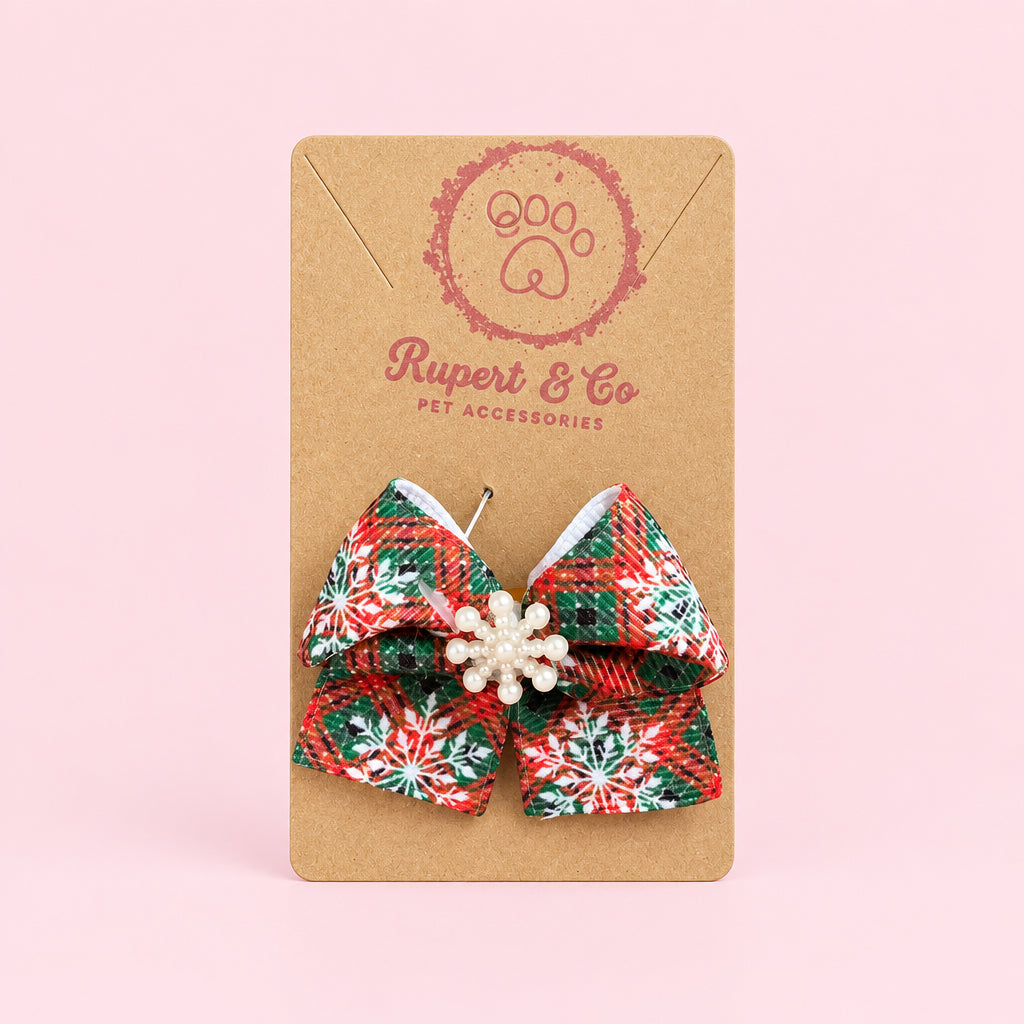 Christmas Dog Hair Bow – Small Elastic Collar & Hair Accessory