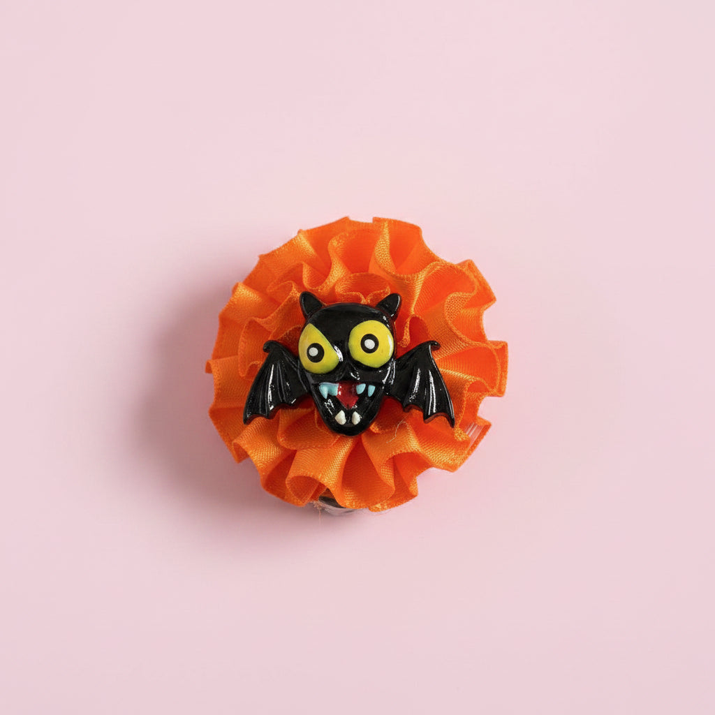 Halloween Dog Collar Bow | Limited Edition Pet Accessory | Ribbon Bow with Spooky Centerpiece | Festive Dog Collar Add-On |  Pet Costume