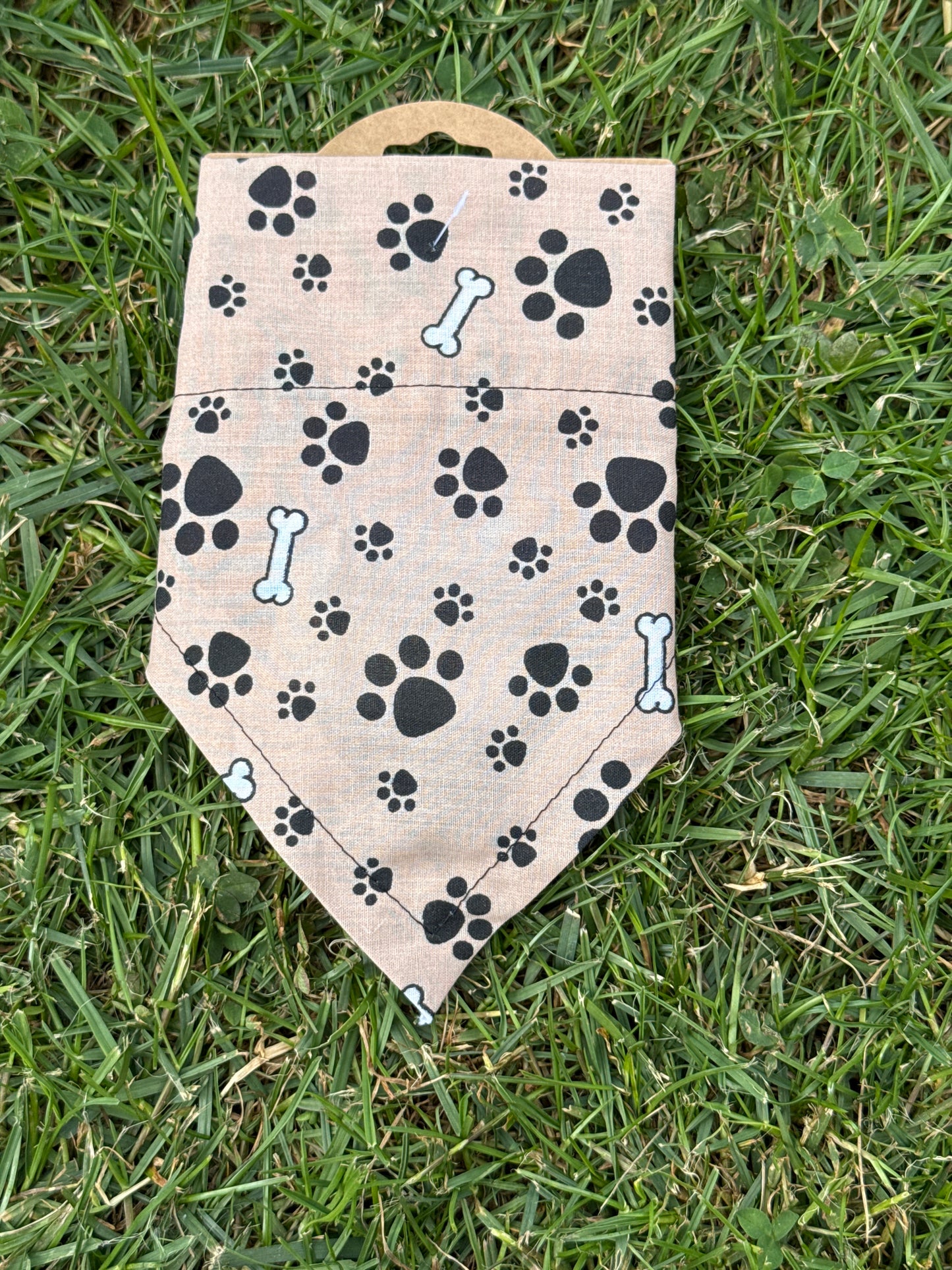 Beige Paw print Dog bandana