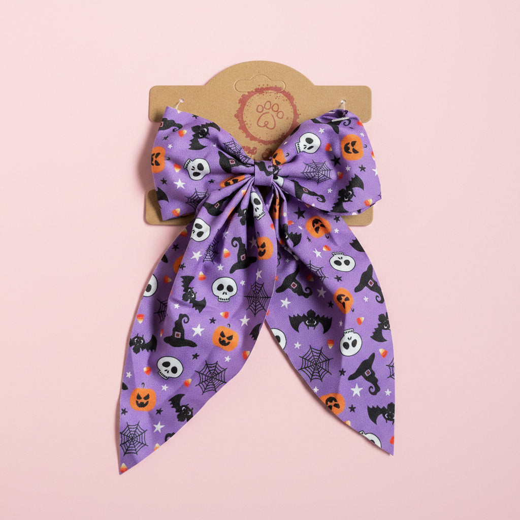 Spooky Halloween Dog Collar bow | Limited Edition Fabric Pet Accessory | Handmade Collar Decoration for Dogs