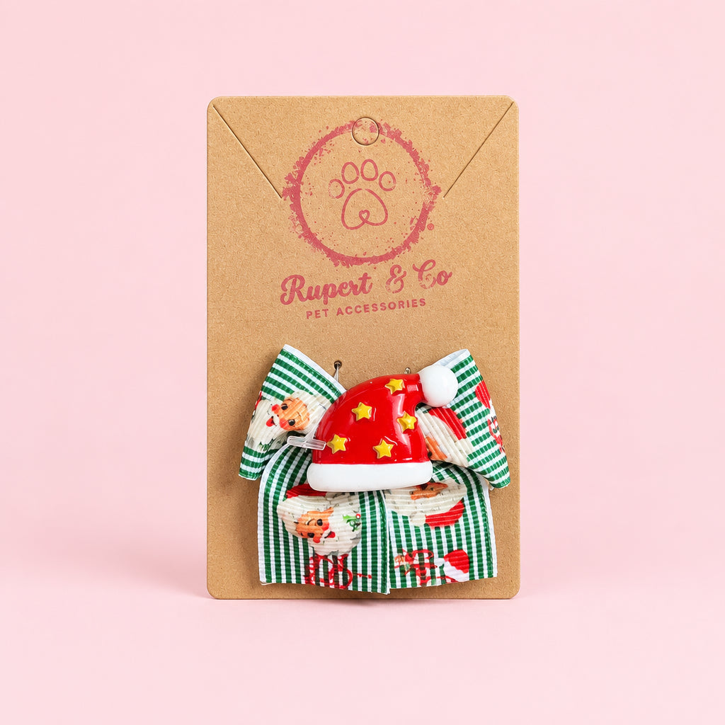 Christmas Dog Hair Bow | FFestive Dog Hairband selection  | Small Dog Collar Bow | Christmas Dog Accessory | Dog Hair Bow with Elastic | Festive Pet Gift