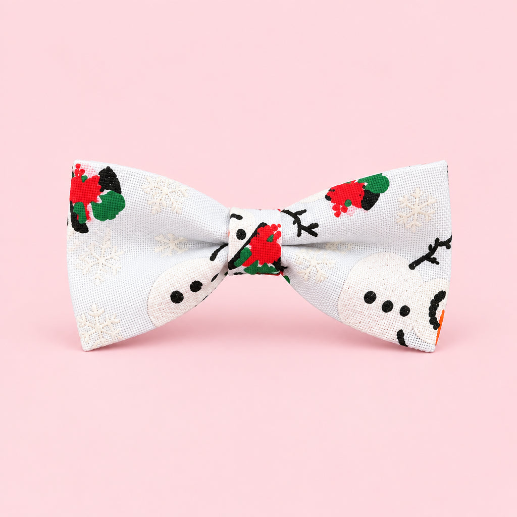 Christmas Dog Bow Tie | Sparkly Festive Dog Collar Bow | Snowman, Reindeer & Christmas Tree Designs | Slip On Dog Bow Tie | One Size