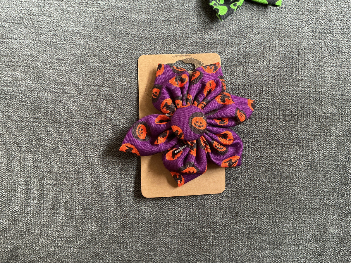 Spooky Halloween Dog Collar Flower | Limited Edition Fabric Pet Accessory | Handmade Collar Decoration for Dogs
