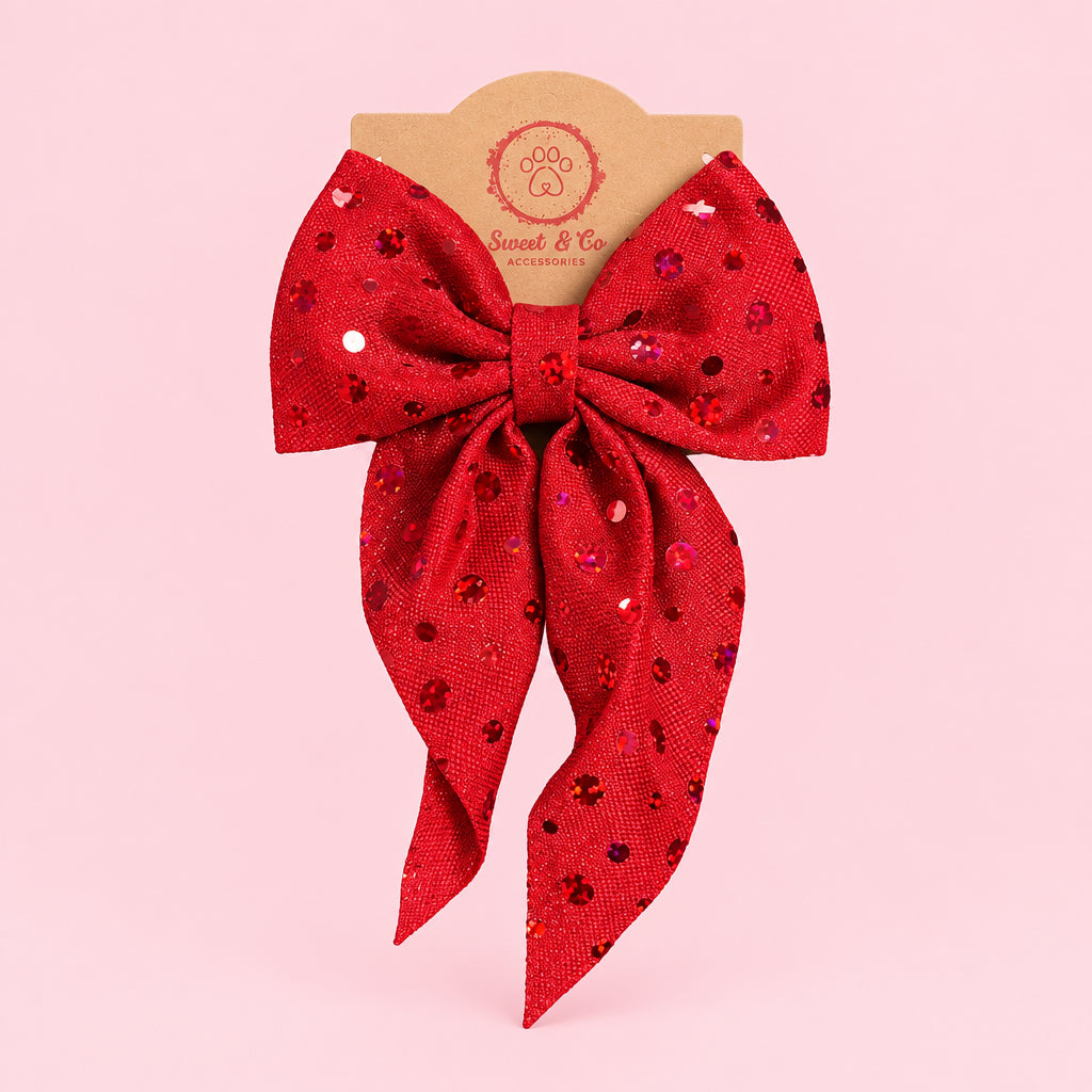 Large Christmas Dog Bow Tie | Festive Collar & Harness Bow | Christmas Dog Accessory | 5 Christmas Designs | Large Dog Bow | Slip On Bow