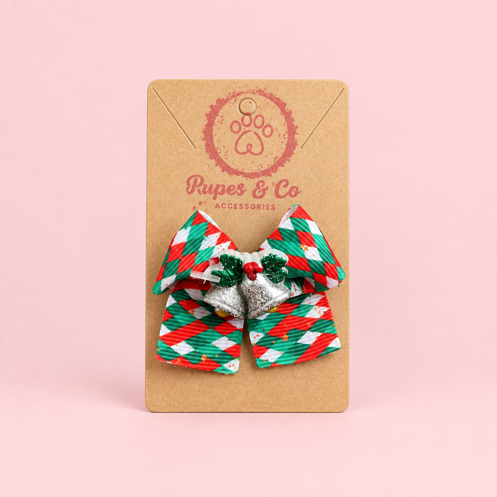 Christmas Dog Hair Bow | FFestive Dog Hairband selection  | Small Dog Collar Bow | Christmas Dog Accessory | Dog Hair Bow with Elastic | Festive Pet Gift