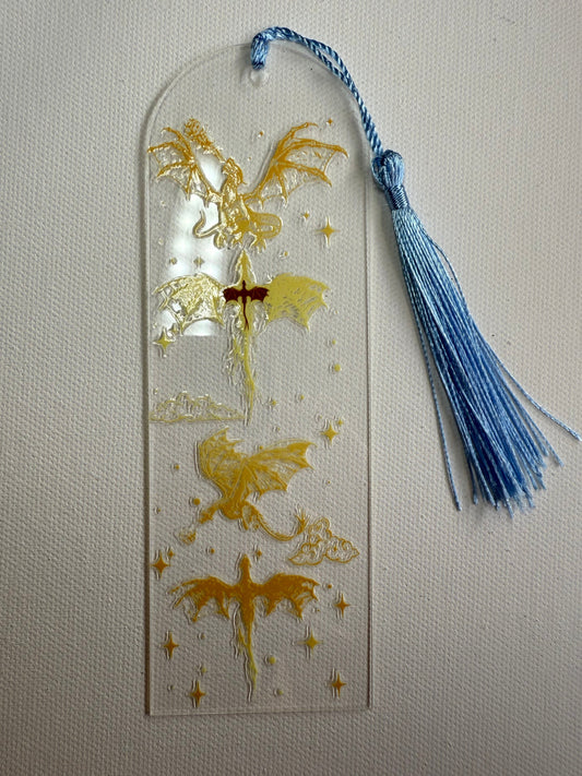 Fourth Wing inspired Bookmark - 4 Golden dragons